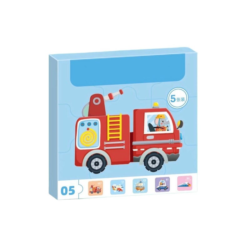 Children's puzzle, animal card style, baby construction vehicle flat pattern, boys' early childhood educational toy, ages 3-6, 1-2.